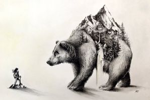 Сидящий медведь рисунок