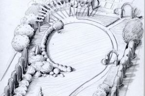 Рисунок парка карандашом