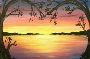 Пейзаж закат рисунок