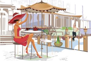 Люди в кафе рисунок