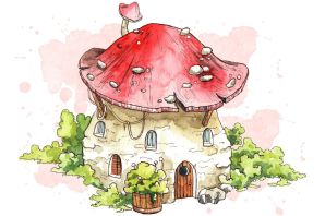 Рисунок гриб домик
