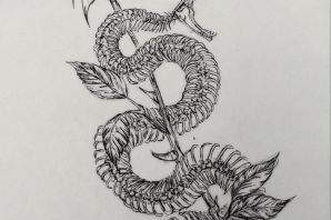 Змея с розой эскиз