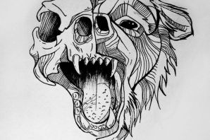 Эскиз медведь и волк