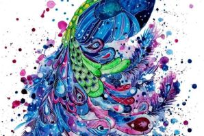 Нарисованный павлин