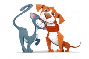 Кот и пес рисунок