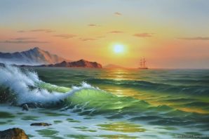 Пейзаж море рисунок