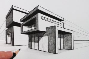 Объемный дом рисунок