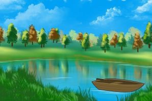 Река и лес рисунок