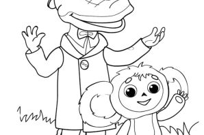 Чебурашка трафарет