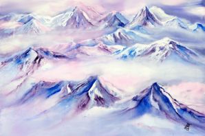 Снежные горы рисунок