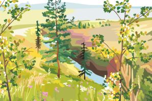 Опушка леса рисунок