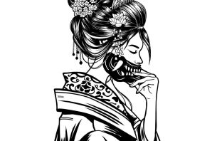 Гейша раскраска