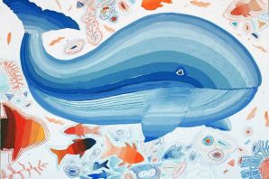 Кит в море рисунок