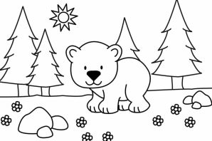 Раскраска медведь в лесу