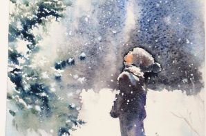 Рисунок детский зима