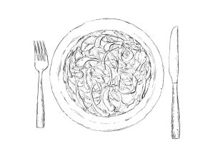 Тарелка с едой раскраска