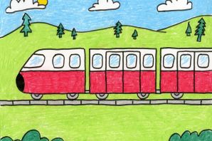 Рисунок поезда с вагонами