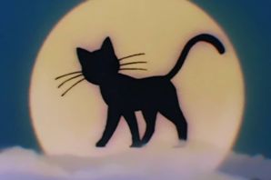 Кот на луне рисунок