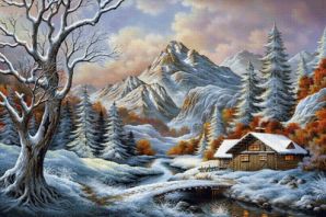 Рисунок горы зимние