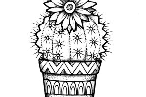 Кактус с цветком рисунок