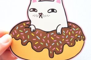 Кот в пончике рисунок