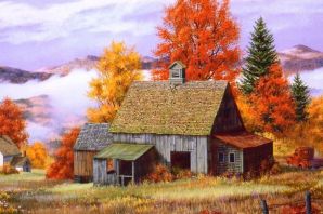 Осень в деревне рисунок