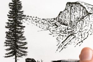 Лес рисунок карандашом простой