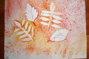 Осенний лист рисунок красками