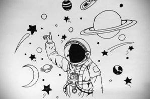 Космос черно белый рисунок