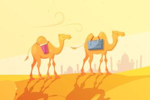 Рисунок караван верблюдов в пустыне