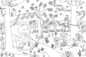 Раскраска животные леса для детей