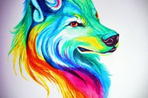 Красный волк для срисовки