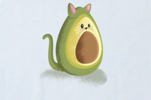 Раскраска котик авокадо