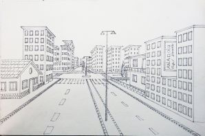 Рисунок улица с домами