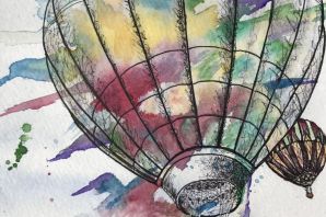 Воздушный шар с корзиной рисунок карандашом
