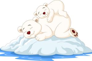 Белый медведь на льдине рисунок