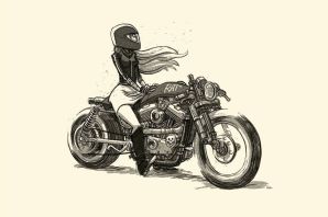 Человек на мотоцикле рисунок