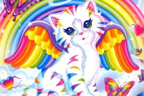 Котик с радугой раскраска