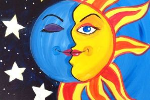 Рисунок солнце и луна вместе