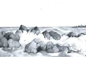 Рисунок карандашом море