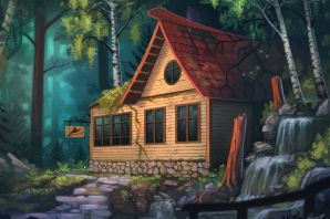 Дом в лесу рисунок