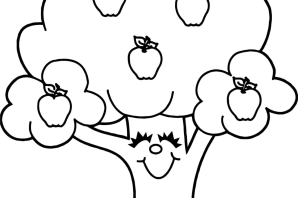Раскраска яблоня с яблоками для детей