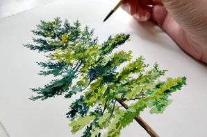Дерево рисунок красками