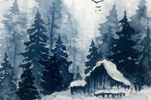 Зимний лес рисунок для детей