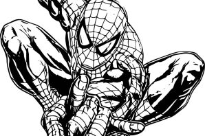 Рисунок человек паук черно белый