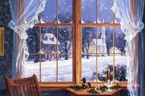 Зимний вид из окна рисунок