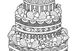 Раскраска праздничный торт