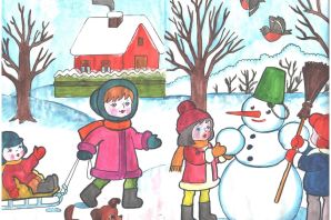 Рисунки о зиме для дошкольников