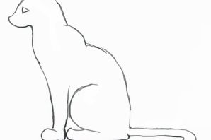 Сидячая кошка рисунок