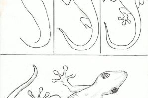 Волшебные рисунки на нарисованную ящерицу